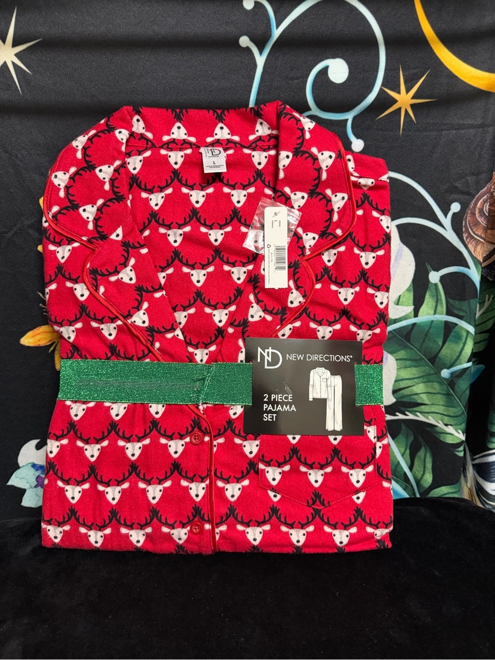New directions Red Reindeer Print Pajama Set